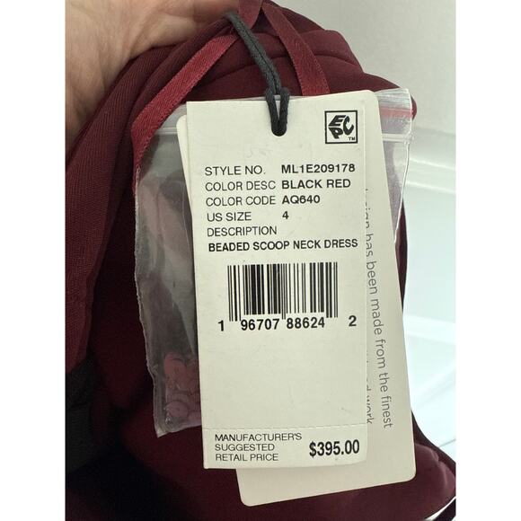 NWT Liv Foster Beaded Scoopneck Mini Dress in Blackened Red, 4 - Picture 8 of 9